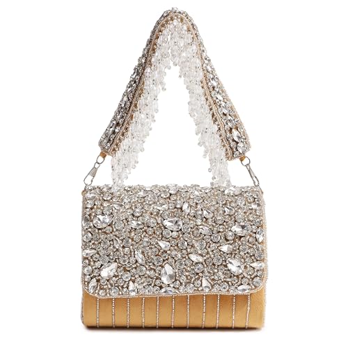 Image of THE TAN CLAN Grace Beige Flap Over Clutches for women Bag for Women- Elegant Evening Handbag, Stylish Purse, Perfect for Parties, and Special Occasions