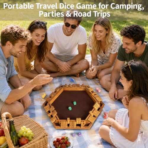 Vamslove Shut The Box Dice Game Wooden Board (L15 x W13) for 1 2 3 4 5 6 Player, 6 Sided 10 Numbers Math Games with 16 Dices for Kids Adults(Instructions Included) - Image 9