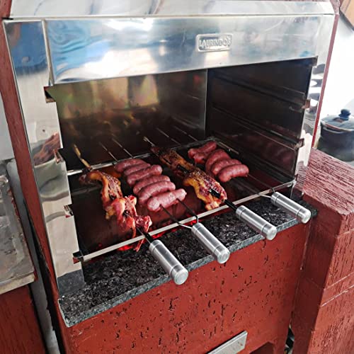 Kit Espeto 50cm Churrasco Suporte Inox E Espalha Brasa