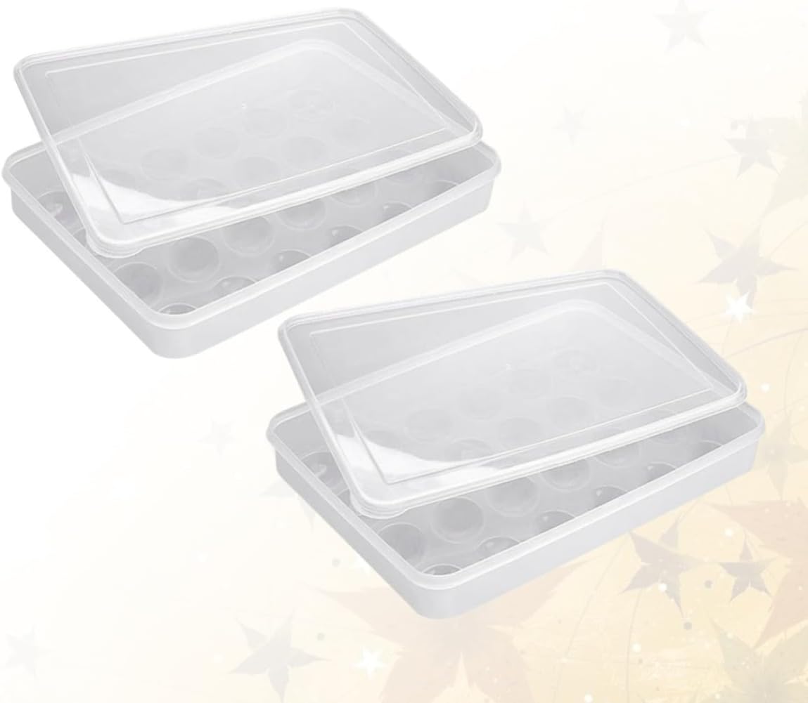 Egg Use or Box Storage Holder Lid Sturdy with 2pcs Plastic Tray for Space-saving in Design Refrigerator Kitchen Restaurant Home