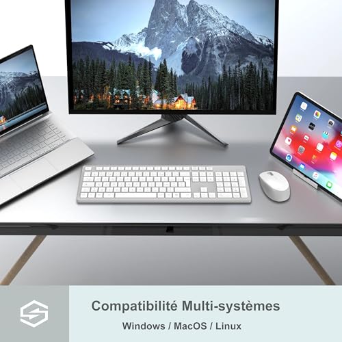 LeadsaiL Clavier Souris sans Fil, Ergonomique Ensemble Clavier de Souris Pleine Taille, 2,4 GHz avec Récepteur USB, 12 Boutons Programables pour PC, Portable, Windows, Mac AZERTY Français – vue 7