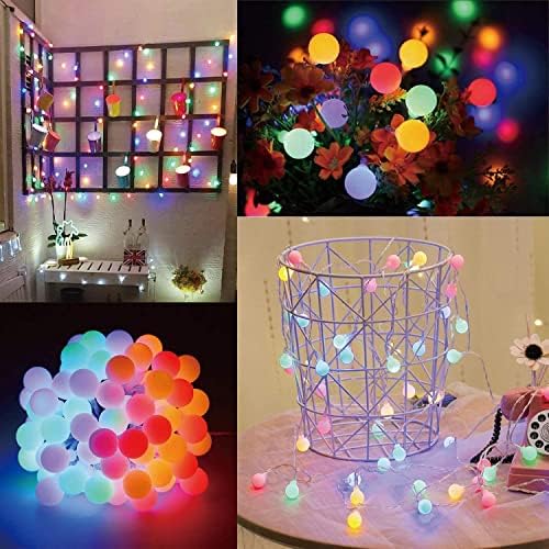 Globe String Lights Outdoor, 60 LED 8M/28Ft Fairy Lights, 8 Modes String Lights USB Powered Waterproof, Fairy Lights for Bedroom, Garden, Yard, Party, Festival, Christmas Decoration(Multicolor) 