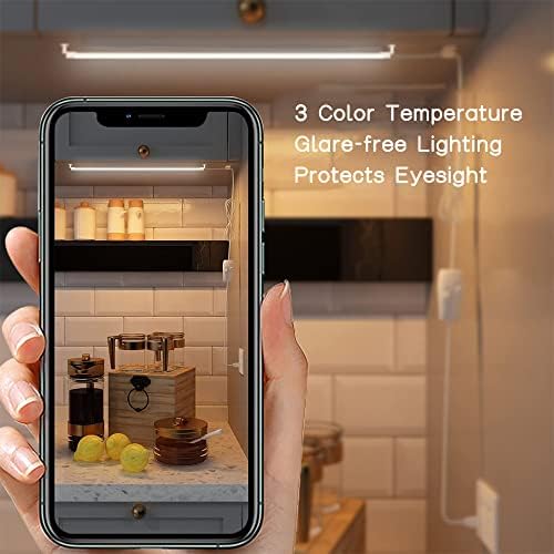 Milpoel Under Cabinet Light, LED Closet Light, 3 Color Temperature Dimmable Plug in USB LED Light, Slim LED Light Bar for Room, Work Table, Keyboard (3 Color)