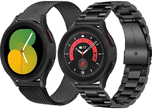 OTOPO Kompatibel Samsung Galaxy Watch 4/6 Classic Armband 46mm 47mm 42mm 43mm,Watch 4/5/6/7/FE 40mm 44mm,Active 2 Armband Metall Frauen Männer, 20mm Metallarmband Edelstahl,Schwarz