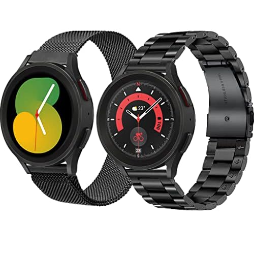 OTOPO Kompatibel Samsung Galaxy Watch 5 Pro 45mm Armband/Watch 5 Armband 40mm 44mm, Galaxy Watch 4/4 Classic Armband Metall Frauen Männer, 20mm Metallarmband Edelstahl für Galaxy Watch 5 (Schwarz)