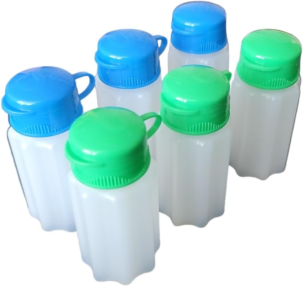 Handy Housewares Spill-Proof Flip-Lid Mini Salt & Pepper Shakers | Compact Durable Plastic Travel Spice Dispenser Set for Lunch Bags, Camping & Outdoor Cooking | Blue and Green (1 Pair)