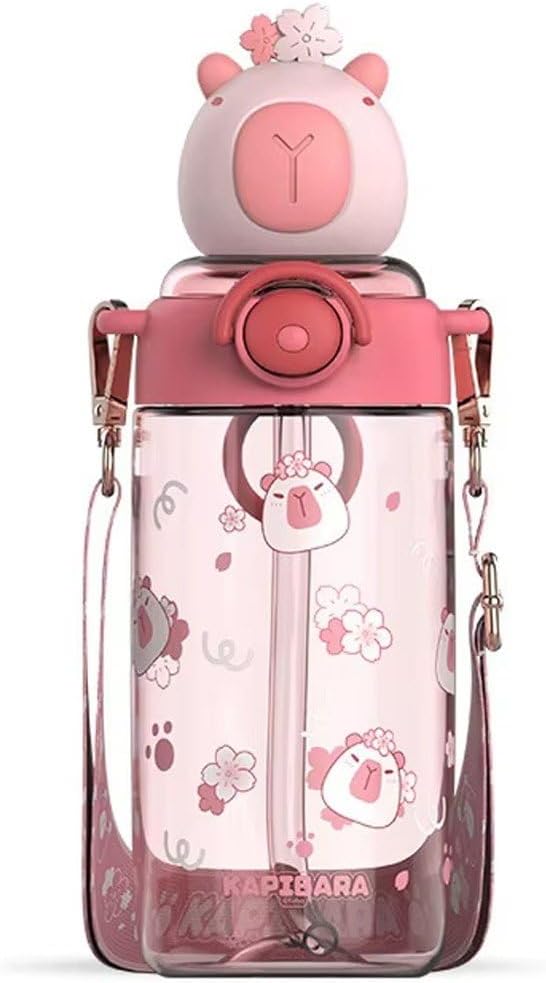 Kawaii Capybara Water Bottle Tritan Bottles Water Cup Kids Portable Kapibara Drinks Bottle for School/Cycling/Running