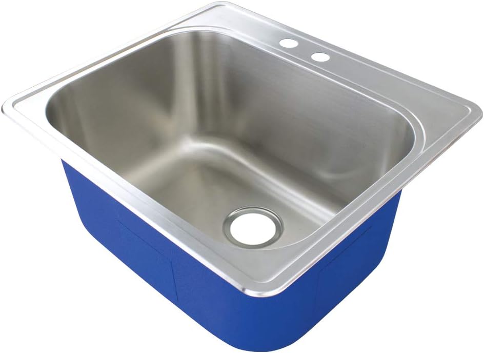 Transolid MTSB252212-ML2 Meridian Stainless Steel 25-in x 22-in x 12-in Laundry/Utility Sink with 2-Hole in Brushed Finish