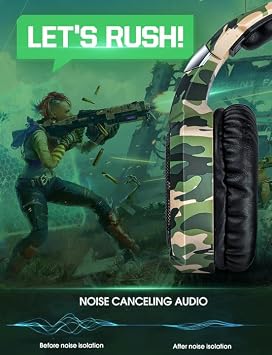 Gaming Headset with Microphone, Gaming Headphones for PS4 PS5 Xbox One PC with LED Lights, Playstation Headset with Noise Reduction 7.1 Surround Sound Over-Ear and Wired 3.5mm Jack (Red)