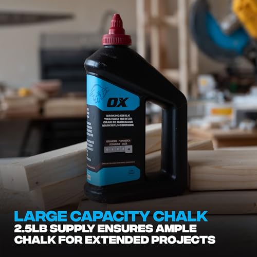 OX Pro Series Crimson Red Chalk Line Powder 2.5lbs Marking Chalk Refill - Permanent Weatherproof Construction Line Marking Powder Chalk Line Refill for Chalk Reel Tool Box OX-P630810