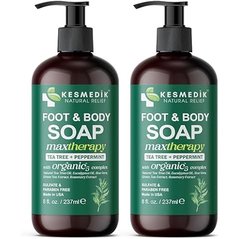 KESMEDIK Tea Tree Oil Foot & Body Soap with Peppermint, Cleanses, Refreshes & Soothes Itchy Skin, Antifungal & Antibacterial Support for Ringworm, Athlete’s Foot, Jock Itch & Demodex, 2-Pack Cover