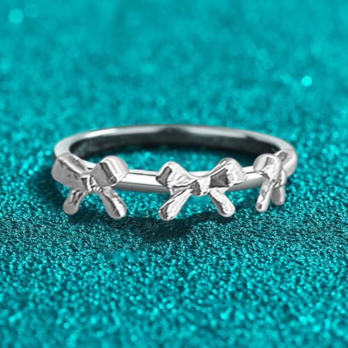 2pcs Silver Bow Ring,Finger Rings Wedding Rings,Silver Rings Open Adjustable Rings,Cute Rings Bow Rings for Women,Mothers Day Valentines Day Wedding Anniversary Birthday Gifts4