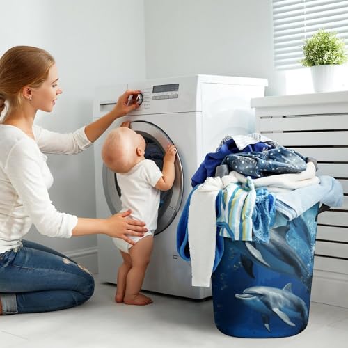 Panier à linge pliable dauphins mignons bac de rangement salle de bain - 8