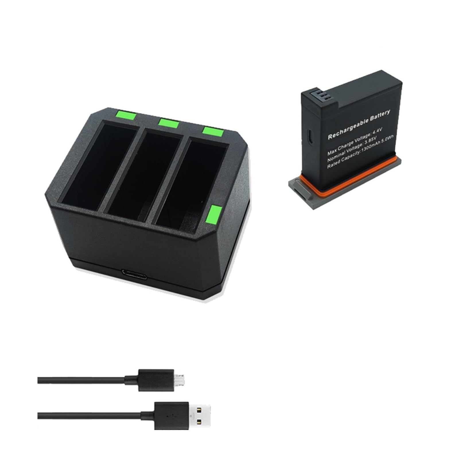 ,Compatibile Con La Batteria Della Fotocamera DJI Osmo Action 1300mAh Caricabatterie USB For Canale(1charger 1battery)