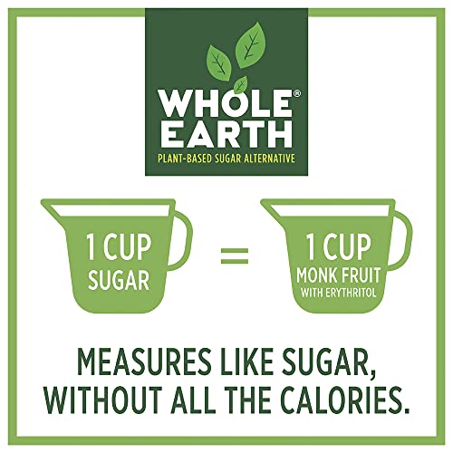 Whole Earth, Plant-Based Sugar Alternative - Golden Sweetener Erythritol & Monk Fruit, Zero Calories, No Artificial Colors and Keto Friendly (32Oz / 2Lb)