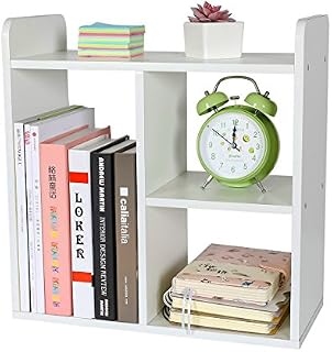 PAG Desktop Bookshelf Freestanding Countertop Bookcase Wood Desk Organizer Literature Photo Display Rack