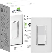 Leviton Decora Smart ELV/LED, Phase Selectable Dimmer Switch, Wi-Fi 2nd Gen, Neutral Wire Required, D2ELV-1BW, White