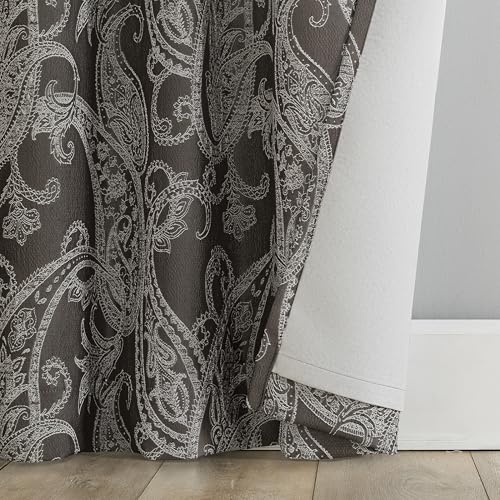 Sun Zero Pedra Paisley Embroidery 100% Total Blackout Back Tab Curtain Panel, Chocolate, 40" x 63" (1 Panel) by Sun Zero - Used condition - Image 6