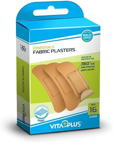 Vita Plus Classic Fabric Plasters 16-Piece Set, 72 mm x 19 mm Size, packaging may vary