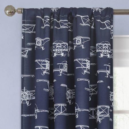 Better Homes and Gardens Airplanes Curtain Panel, 52" x 84" - Navy