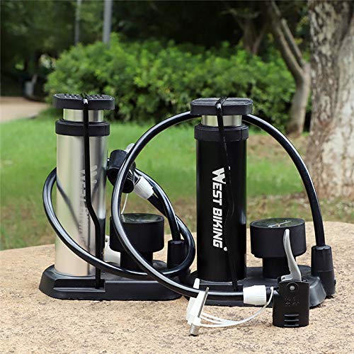 WEST BIKING - Bomba De Ar Encher Pneu Bicicleta Pequena De Mão Ou Pé Bike Prática (Prata)