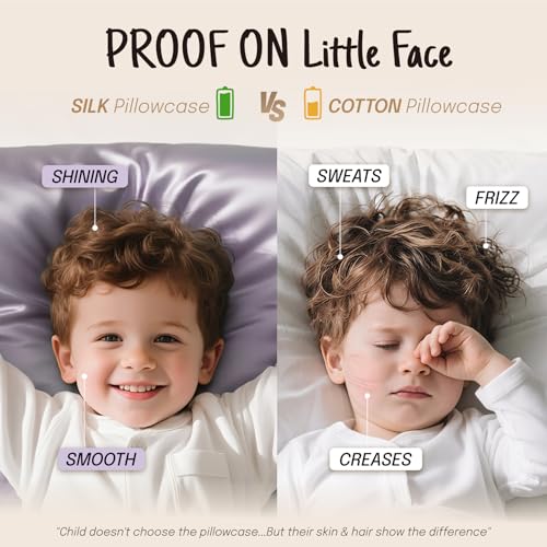 OLESILK 100% Mulberry Silk Toddler Pillowcase for Hair and Skin, Both Sides 19 Momme Pure Natural Silk Travel Pillow Cases with Hidden Zipper, 13"x 18", Plum by OLESILK - Image 5