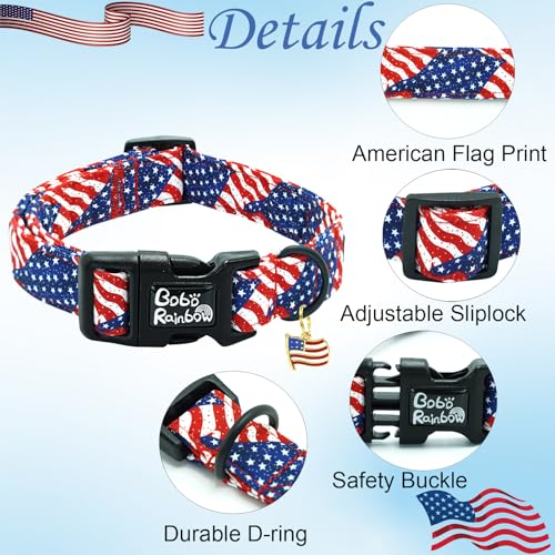Image of Independence Dog Collar-USA Flag Print Pet Collar Adjustable Cute Soft Comfortable Cotton Collars Holiday Puppy Collar Gift for X-Small Dogs