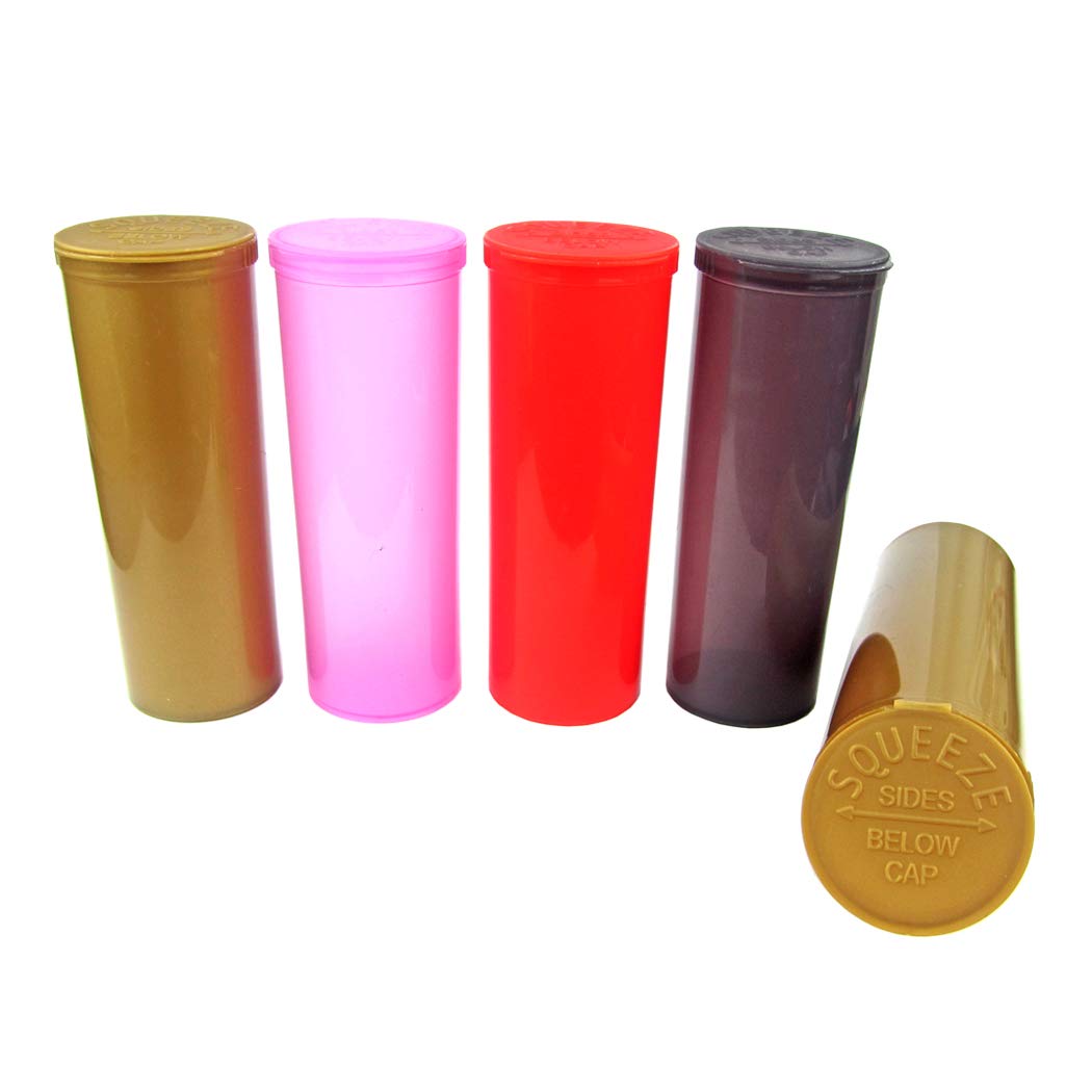 60D Pop Top Squeeze Bottles Storage Container Plastic Child Resistant Assorted Colours Jars (5)