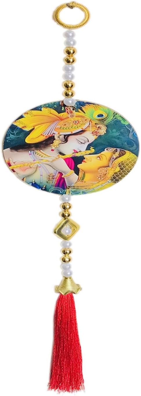 JVNX Handmade Radha Krishna Decorative Toran for Doorway | Traditional Wall Hanging for Home & Temple | Festive Entrance Decor | Multicolor | Pack of 1