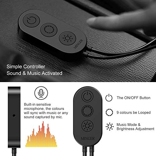 image for MINGER RGBIC LED Strip Lights, Music Sync Bluetooth Lights with Phone 