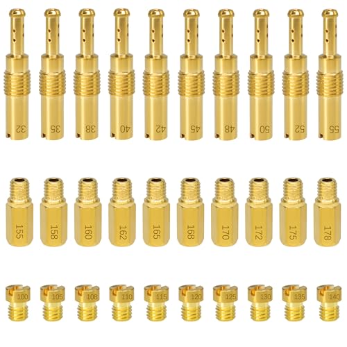 OXCANO 30PCS Carburetor Main Jet Kits, 20pcs Carburetor Main Jet # 100-178 & 10pcs Slow Pilot Jet # 32-55, Compatible with Most Scooters ATVs Karts with 125cc 150cc 200cc 250cc GY6 Engine Carb
