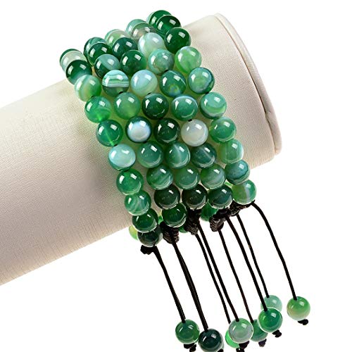 Image of Massive Beads Natural Healing Power Gemstone Crystal Beads Unisex Adjustable Macrame Bracelets 8mm