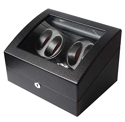 Estuche de almacenamiento negro con motor silencioso para 4 relojes de lujo