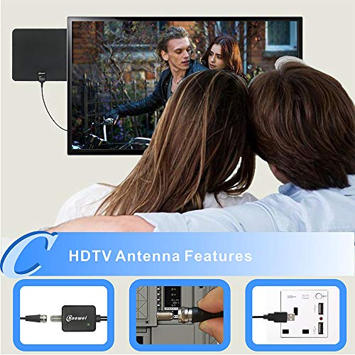 Chaowei Indoor Amplified Digital HDTV Antenna with External Signal Amplified Booster- TV Antenna 120 Miles Range-16.5 feet Long Coaxial Cable