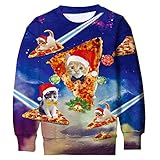 Funnycokid Big Kids Christmas Jumper Sweatshirt 3D Print Pizza Cat Long Sleeve Girls Boys Ugly Xmas...