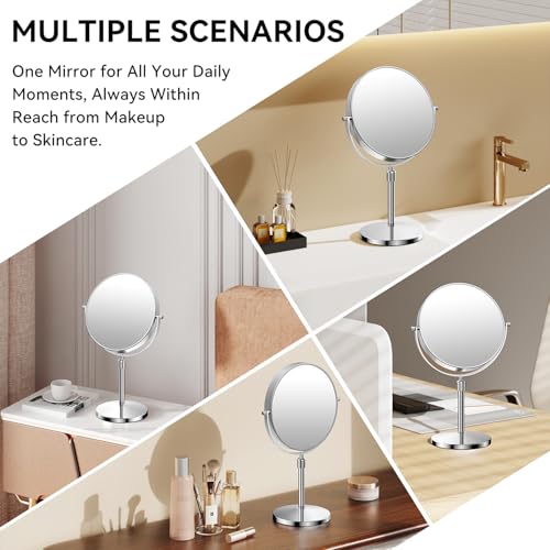 Auxmir 1X/30X Magnifying Makeup Mirror with Stand, 8.5" Double-Sided Vanity Mirror with Adjustable Height & 360° Rotation, Tabletop Mirror for for Bathroom, Bedroom, Shaving, Tweezing by Auxmir - Image 6