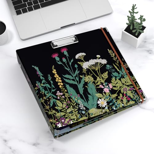 Image of 3 Ring Binder, 3 Inches Round Ring Binder with Clipboard, Dividers Tabs, PVC Zipper Bag Sleeves & to Do List Planners for Women, Men, School, Office Supplies, Wild Flower