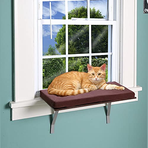 At Window Perch Seat: Sunny Kitty Window Sill Shelf, With Fleece Foam Cushion & Washable Cover #TOP1
