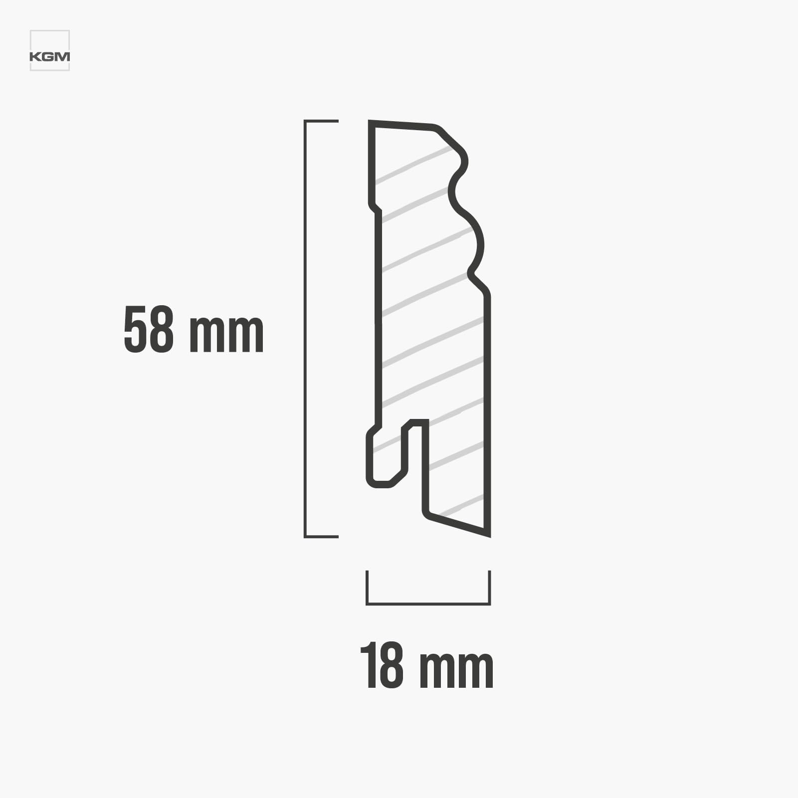 KGM Listwa Berliner sosna - Biały RAL 9010-2400 x 18 x 58 mm - 10 szt.