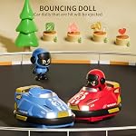 OBEST Jouet de voiture de télécommande, voiture de bumper mignon Car cartoon avec chauffeurs éjecteurs, 2 Pack Battle Car Toy Vitesses commutables avec de la musique & Lumières, DIY Stickers inclus, Cadeaux d'anniversaire pour les garçons filles