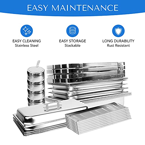 Alpha Living 70014-Gray 4 Pack 8Qt Chafing Dish High Grade Stainless Steel Chafer Complete Set, 8 Qt, Alpine Gray Handle #TOP4