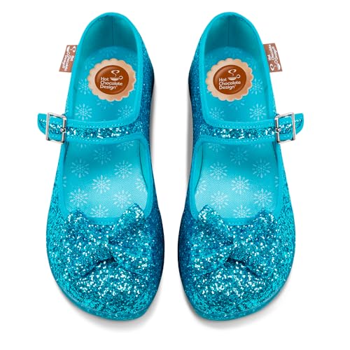 Hot Chocolate Design Women's Mary Jane Flat Shoes, Glitter Ice, Size 7