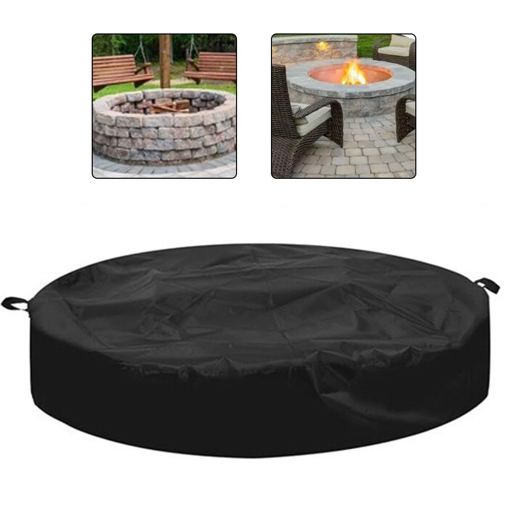 Housse ronde pour brasero enterré de terrasse – 145 cm de diamètre – Tissu Oxford 420D réglable de 129,5 à 144,8 cm – Protection résistante aux intempéries pour l'extérieur