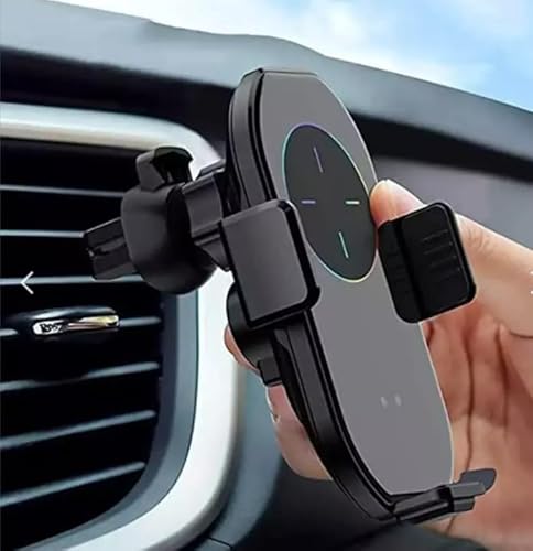 Suporte Veicular Wireless para Smartphone com Carregamento Rápido, Base Ajustável, Preto