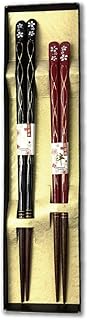 Premium Japanese Chopsticks Reusable 2prs Set [Made in Japan] Featuring Mother of Pearl Inlay and Traditional Lacquered Wooden Chopsticks (Imperial Sakura 2prs)(MK042)