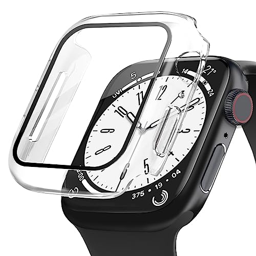 POLINK for Apple Watch用 ケース Series 11/10/9/8/7/6/5/4/SE3/SE2/SE 45mm PC素材 強化ガラス アップルウォッチ 保護用カバー 超薄型 高耐久 耐衝撃 高透過率 指紋防止 for Apple Watch用 カバー 全面保護 クリアのサムネイル