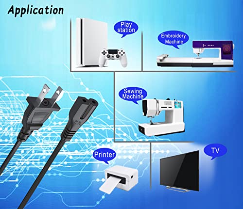 Himapro 6 Feet 110V Ac Power Cord(2 Prong) Compatible With Brother, Singer, Baby-Lock, Viking, Pfaff, And Many Other Sewing Machines & Electronic Device #TOP2