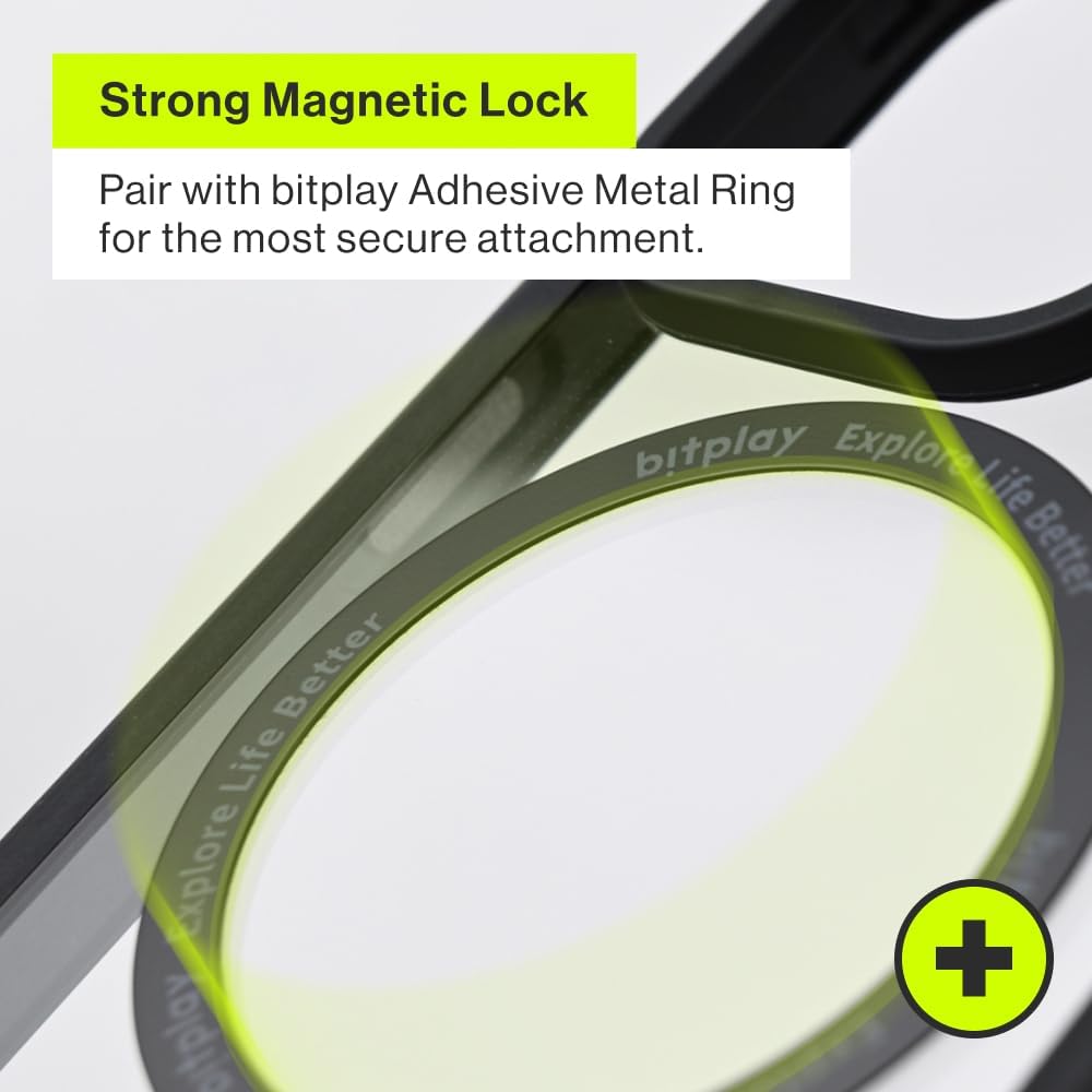 bitplay Magnetic Mini Pouch with Metal Ring Sticker, Phone Wallet Compatible for MagSafe, Dark Grey