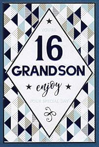 Grandson 16th Birthday Balloon Jumbo Card
