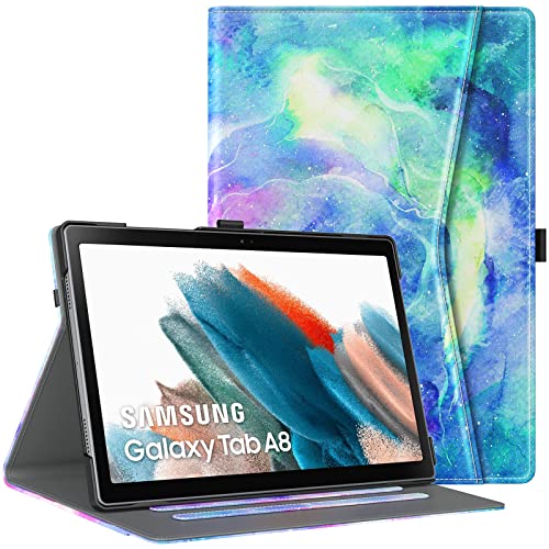 Timovo Case For Galaxy Tab A8 10.5 Inch 2022 Sm-X200/Sm-X205, Multiple Viewing Angles Folding Stand Case With Document Card Slots And Hand Hold Strap Fit Samsung Tab A8 Case, Dreamy Nebula #TOP8